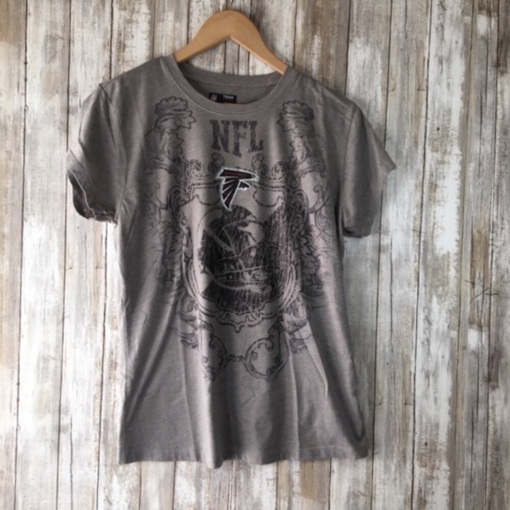 NFL Atlanta Falcons Women’s XL Gray Graphic Tee Casual Football Fan Shirt